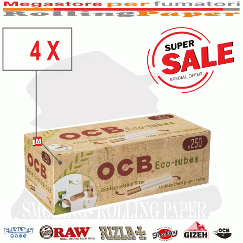 Tubetti OCB Eco Tubes King Size 8mm Con Filtro Box Da 250 Sigarette Vuote