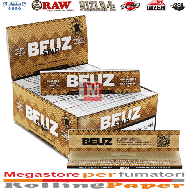 Cartine Beuz Star King Size Lunghe Rolling paper Total 50 Libretti