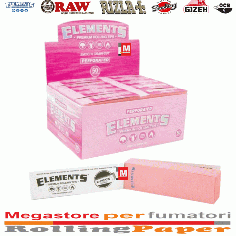 ELEMENTS PINK FILTRE TIPS FILTRI IN CARTA Rosa Slim Perforated 50 Blocchetti