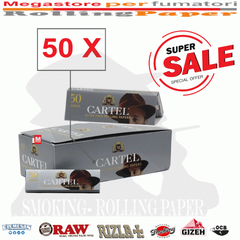 Cartine Cartel Argento Corte Silver Singole Ultra Thin Regular - Rolling paper 50 Libretti