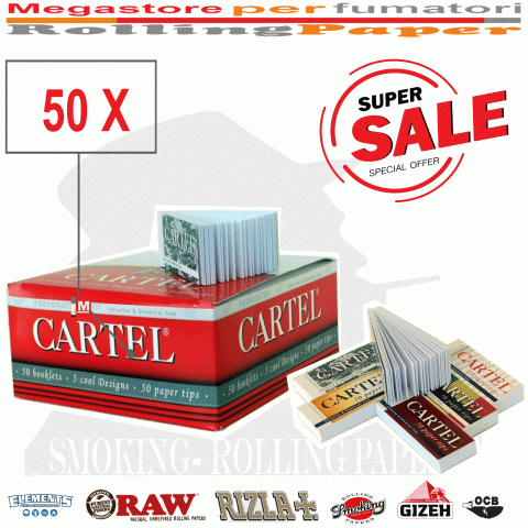 Filtri In Carta CARTEL Tips King Size PERFORATED Da 50 Blocchetti